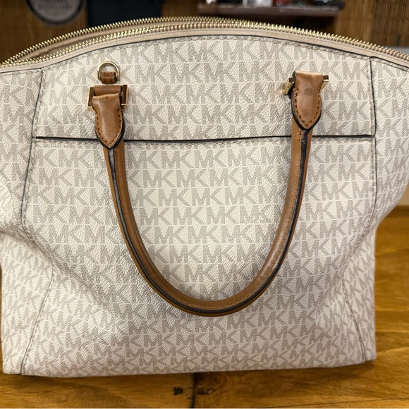 Michael Kors Cream and Brown Tote with Signature Monogram - Picture 2 of 4